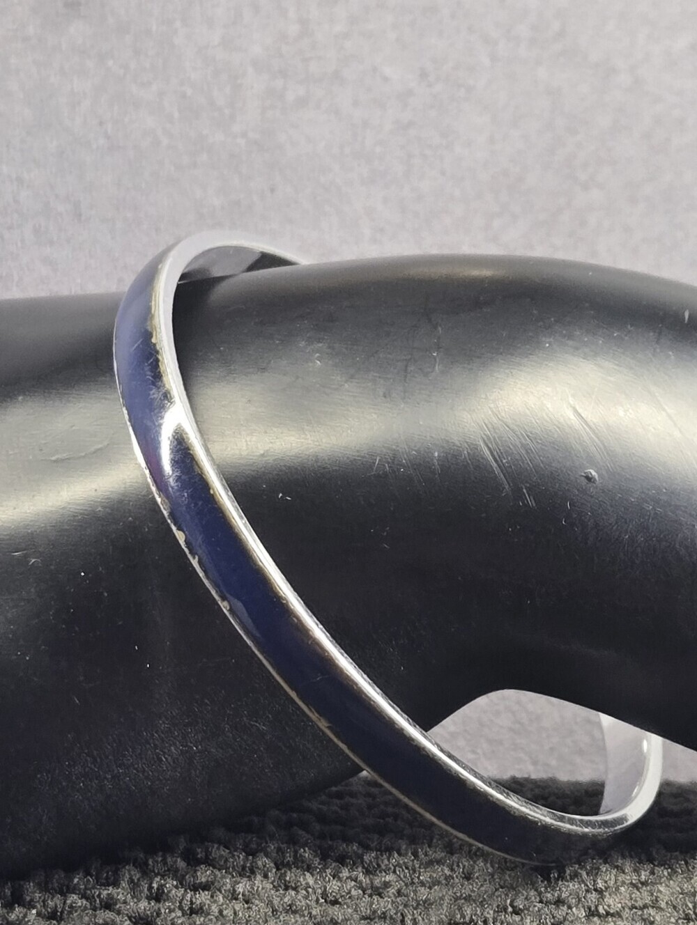 Vintage Silver Tone Navy Blue Mood Bangle Bracelet